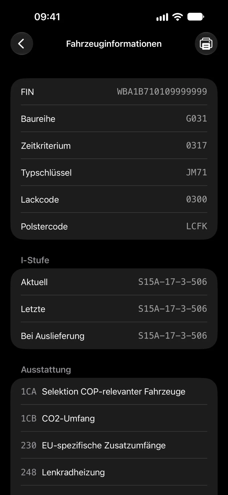 BimmerLink-Fahrzeuginformationen auf dem iPhone