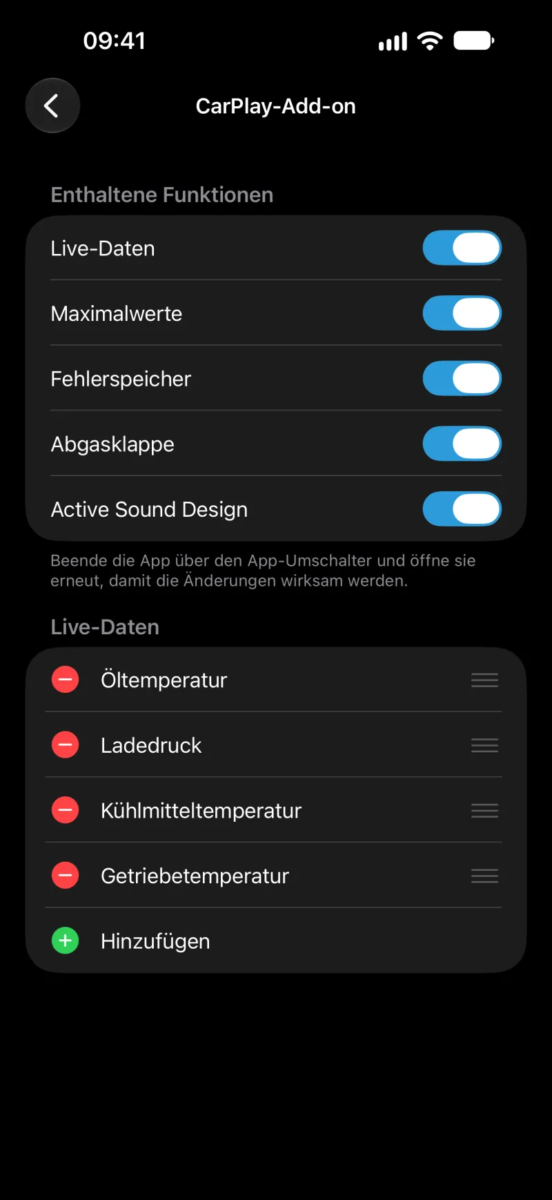 BimmerLink-Ansicht zum CarPlay-Add-on auf dem iPhone