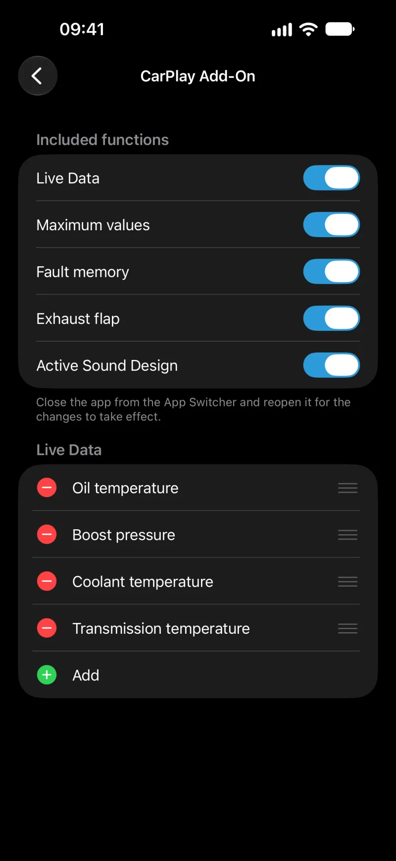 BimmerLink CarPlay add-on screen on iPhone