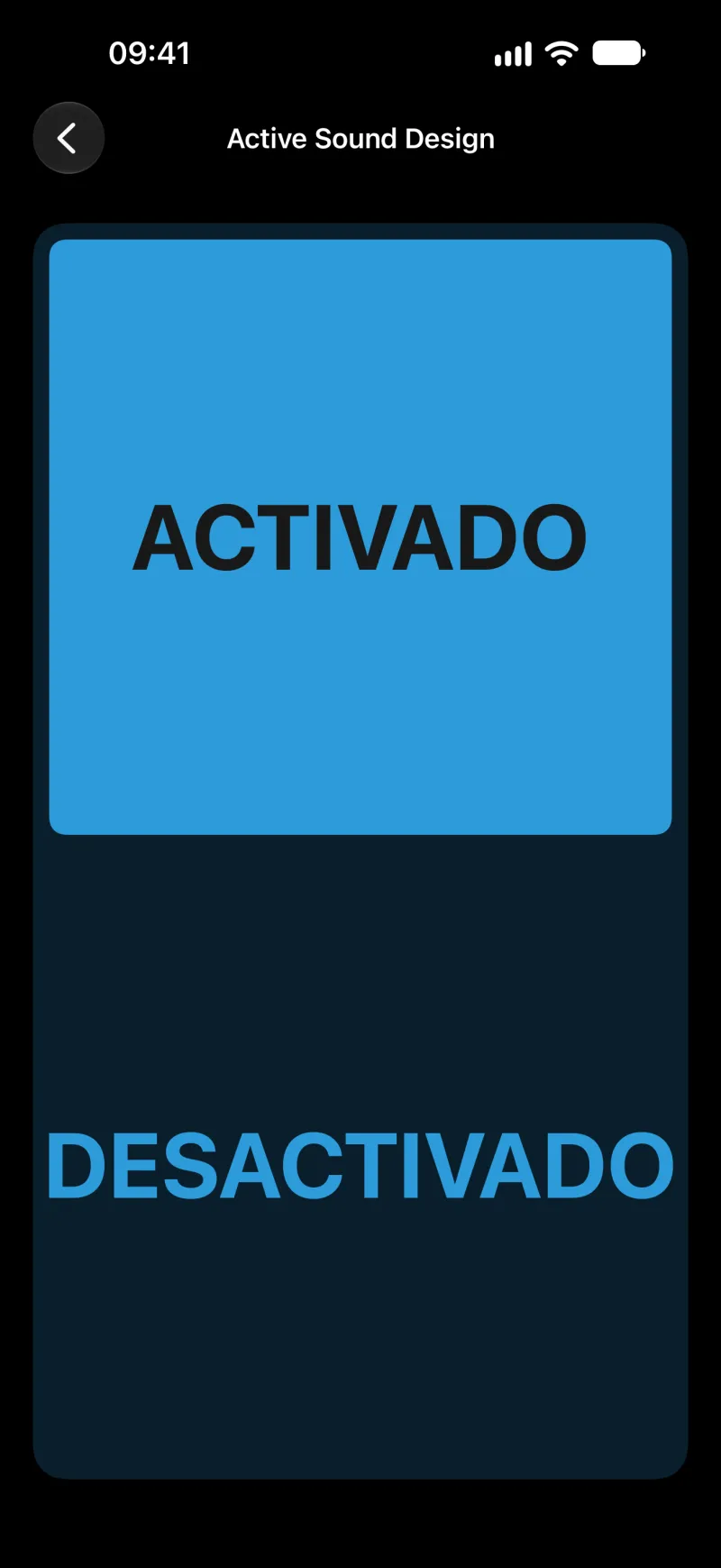 Ajustes del Diseño de sonido activo de BimmerLink en el iPhone