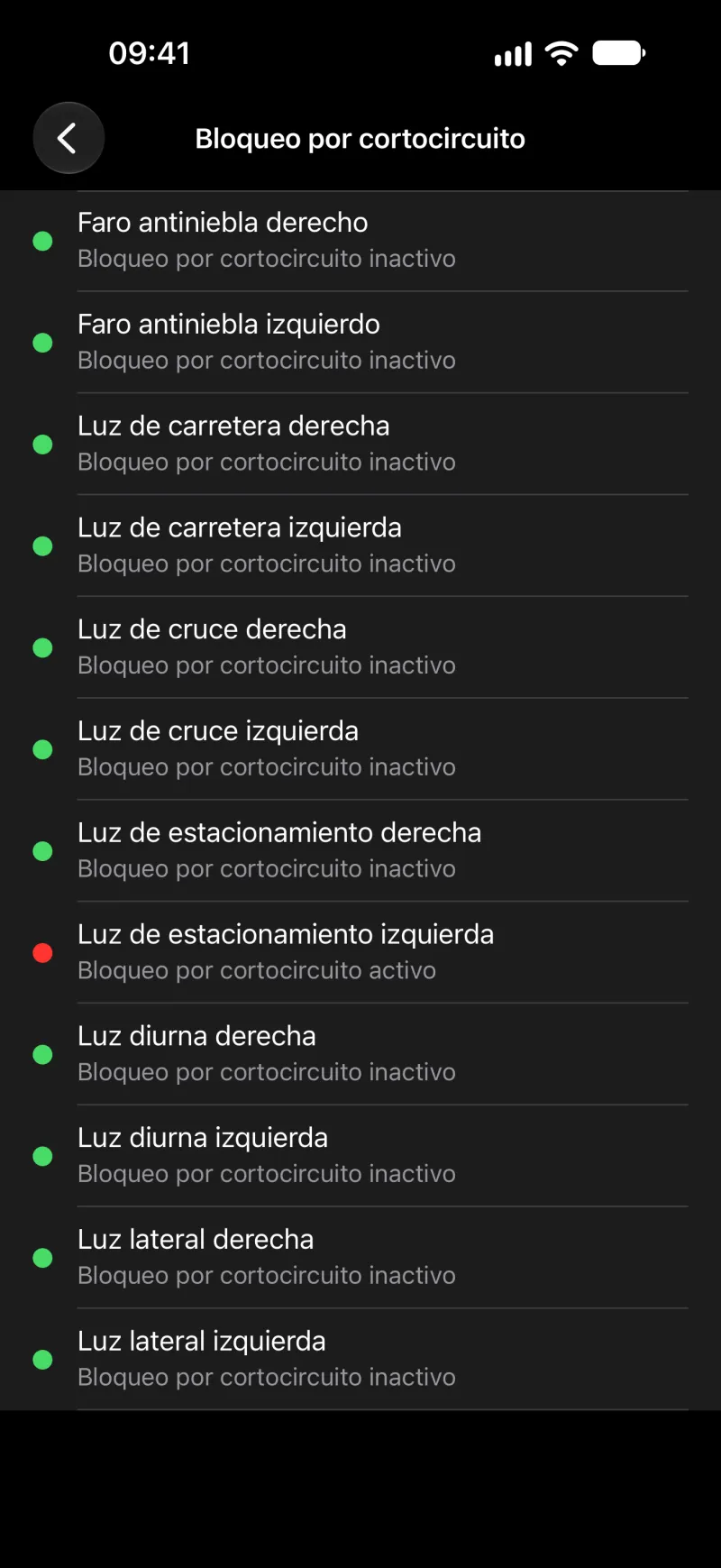Pantalla de BimmerLink para restablecer el bloqueo por cortocircuito en el iPhone