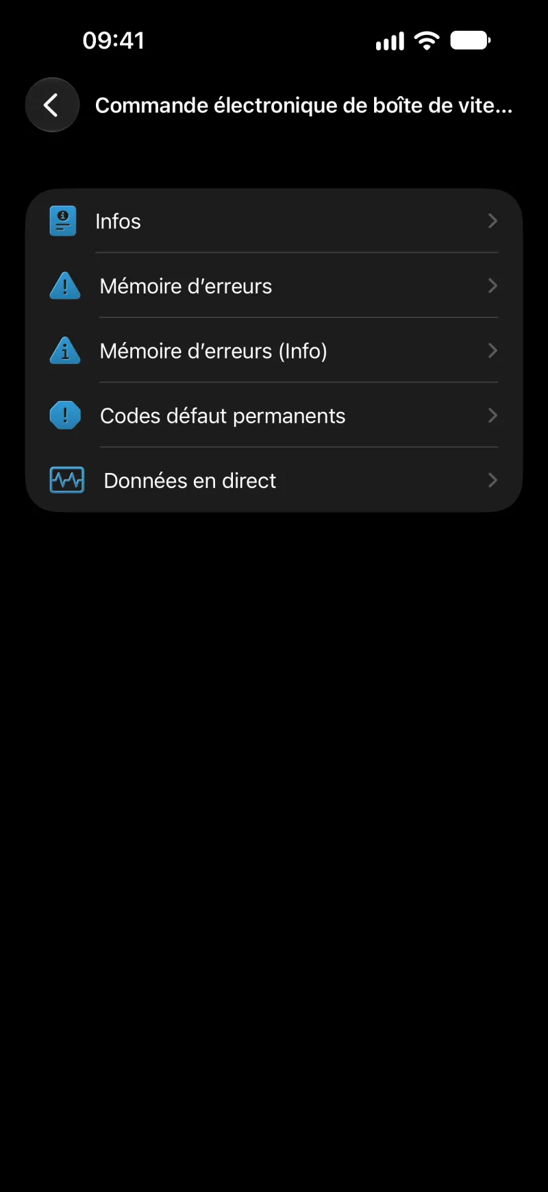 Fonctions des calculateurs dans BimmerLink sur iPhone