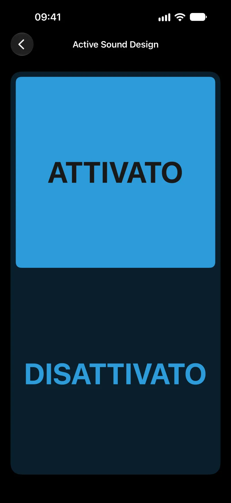 Impostazioni di Active Sound Design in BimmerLink su iPhone
