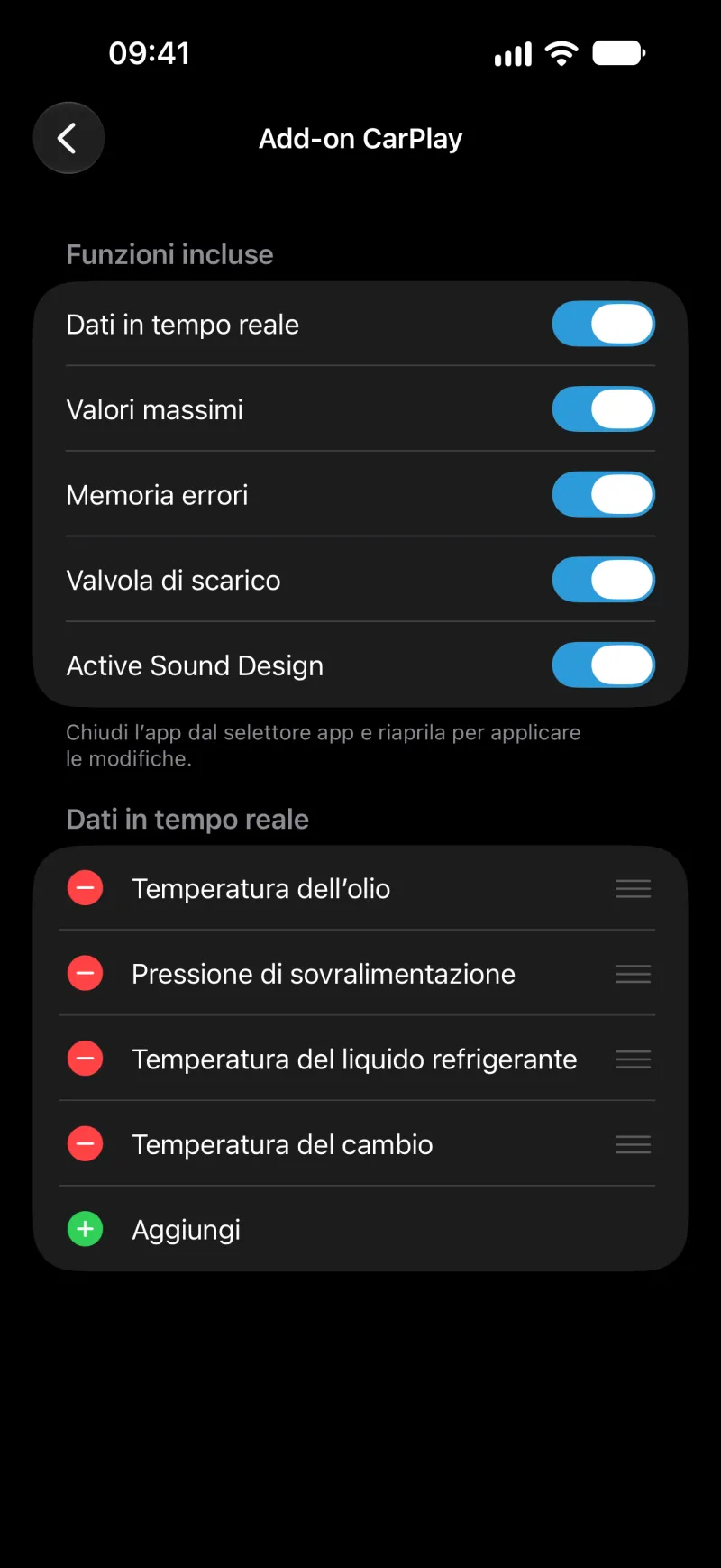 Schermata del componente aggiuntivo CarPlay di BimmerLink su iPhone
