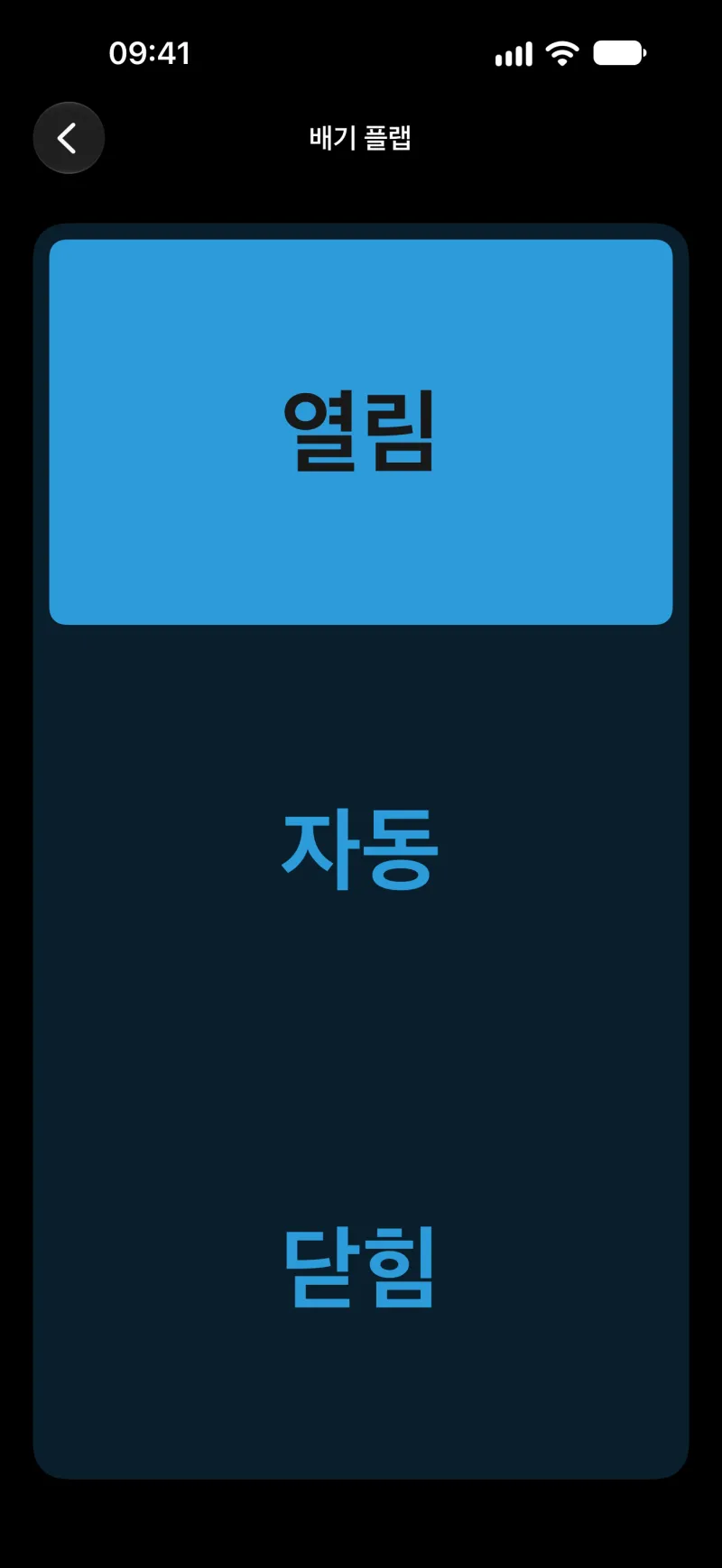 iPhone의 BimmerLink 배기 플랩 제어 화면