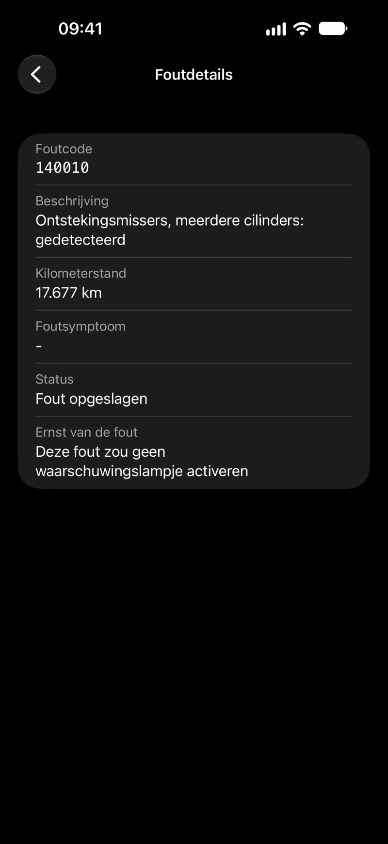 Foutdetails in BimmerLink op iPhone