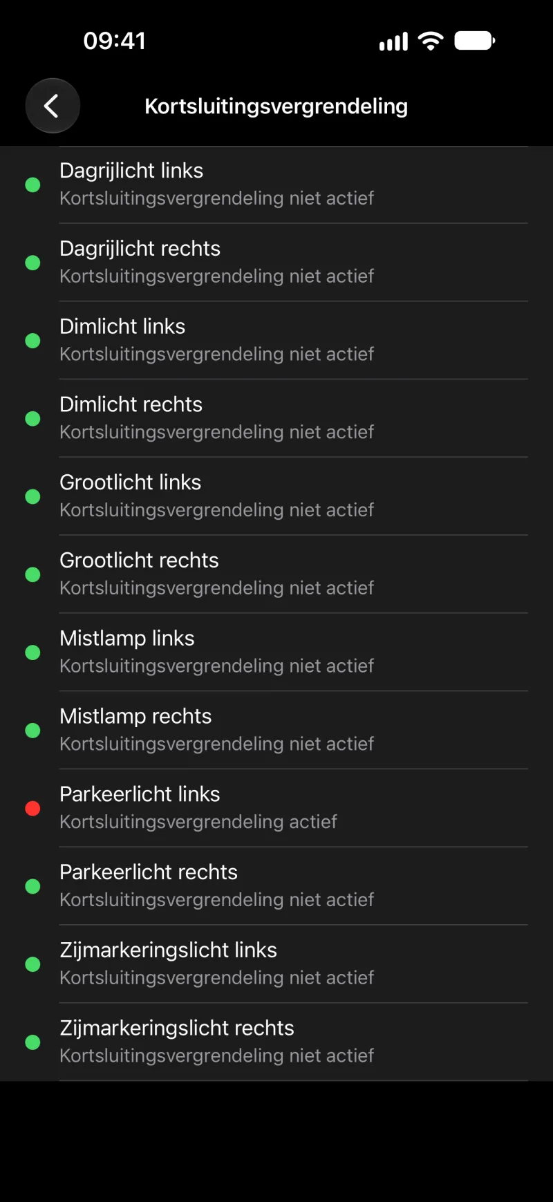 Scherm voor het resetten van de kortsluitblokkering in BimmerLink op iPhone