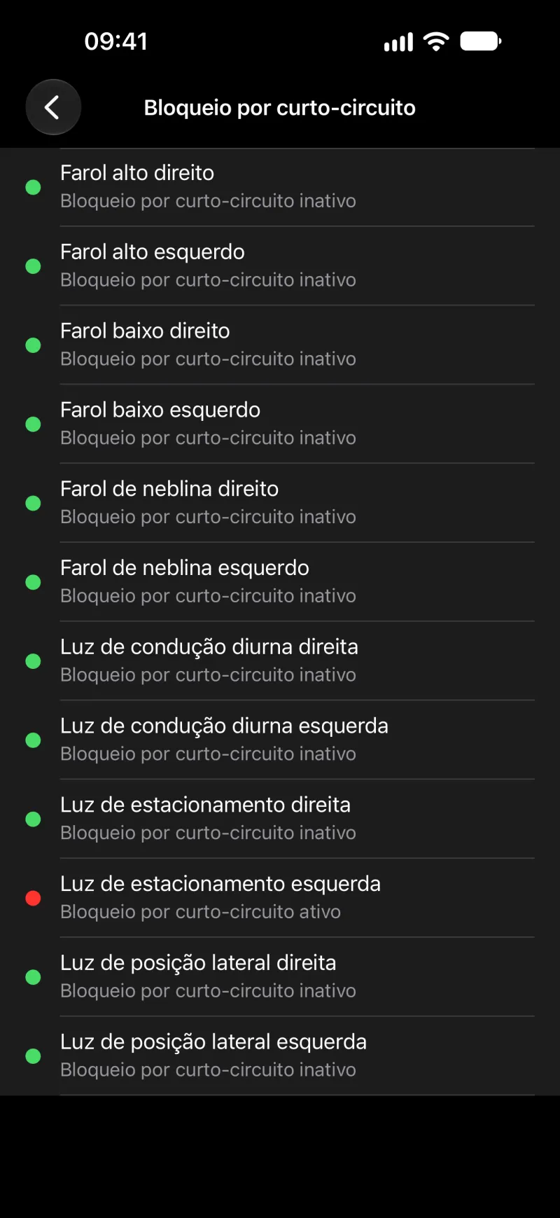 Tela do BimmerLink para redefinir o bloqueio por curto-circuito no iPhone