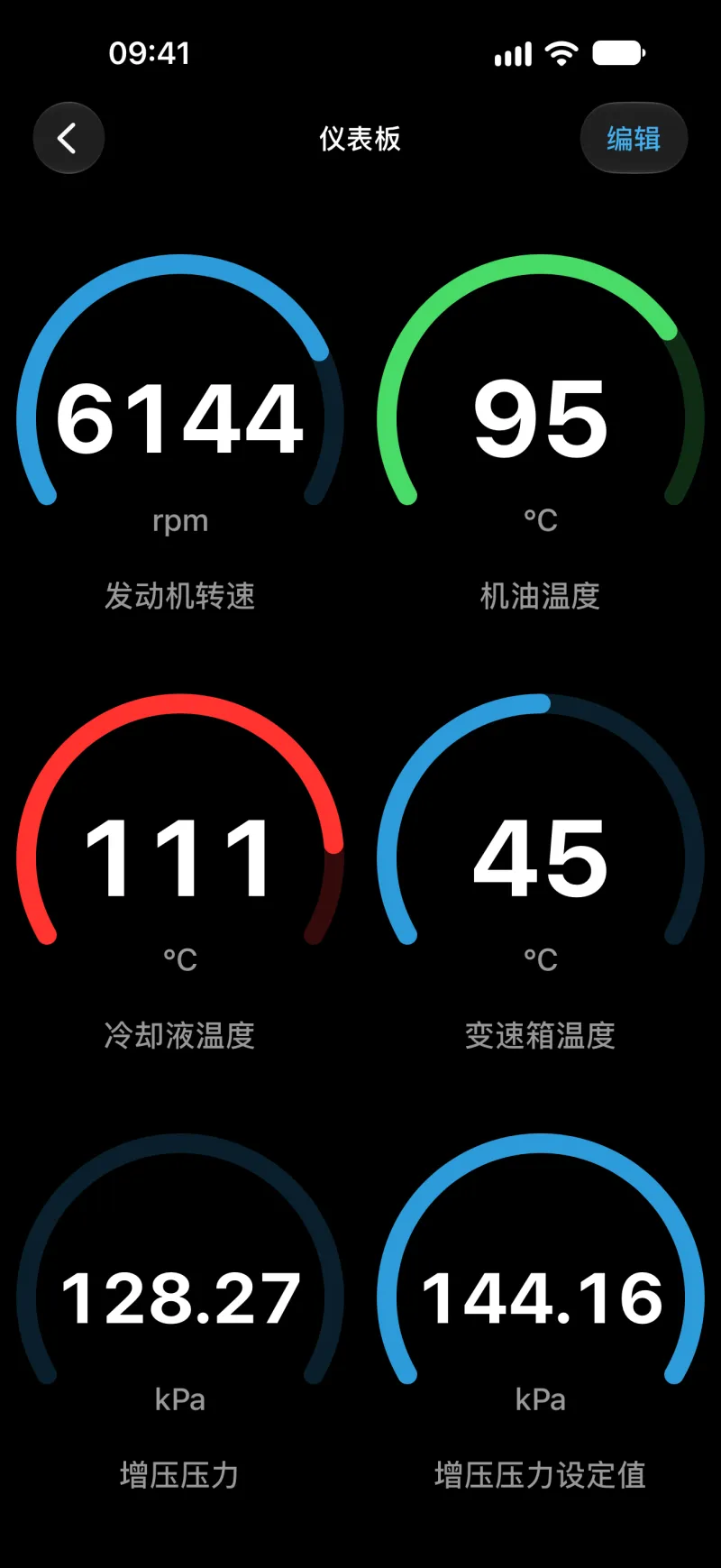 iPhone 上带有仪表的 BimmerLink 可自定义仪表盘