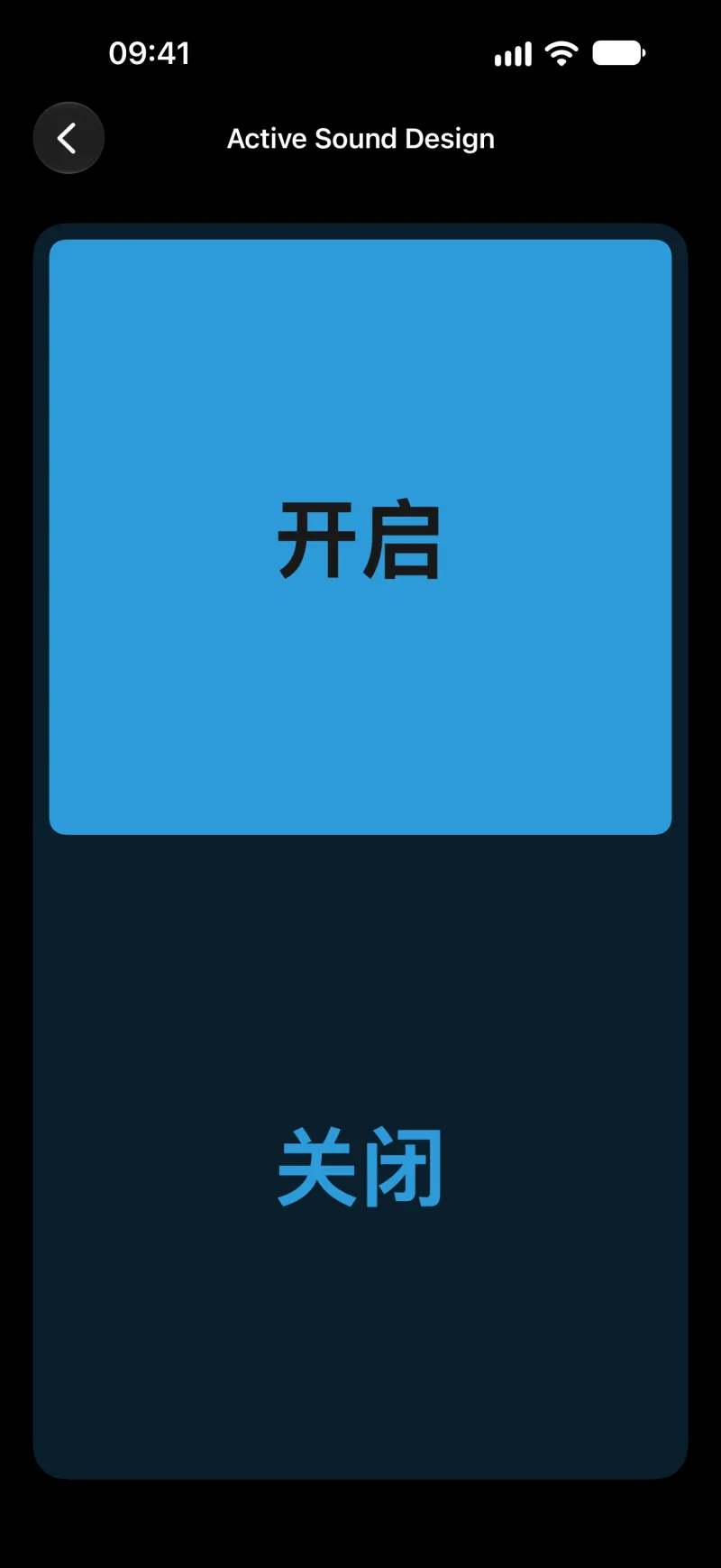 iPhone 上的 BimmerLink 主动声效设计设置界面